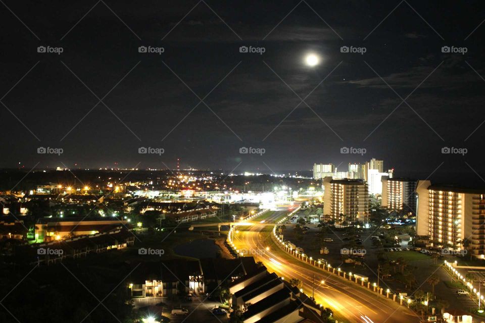 beach skyline at night