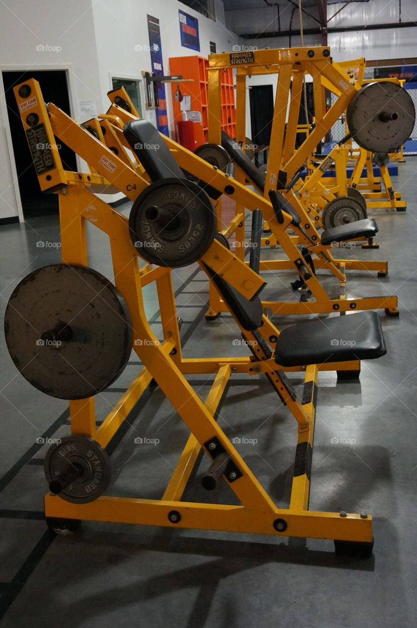 Seeing yellow at the gym. Yellow equipment