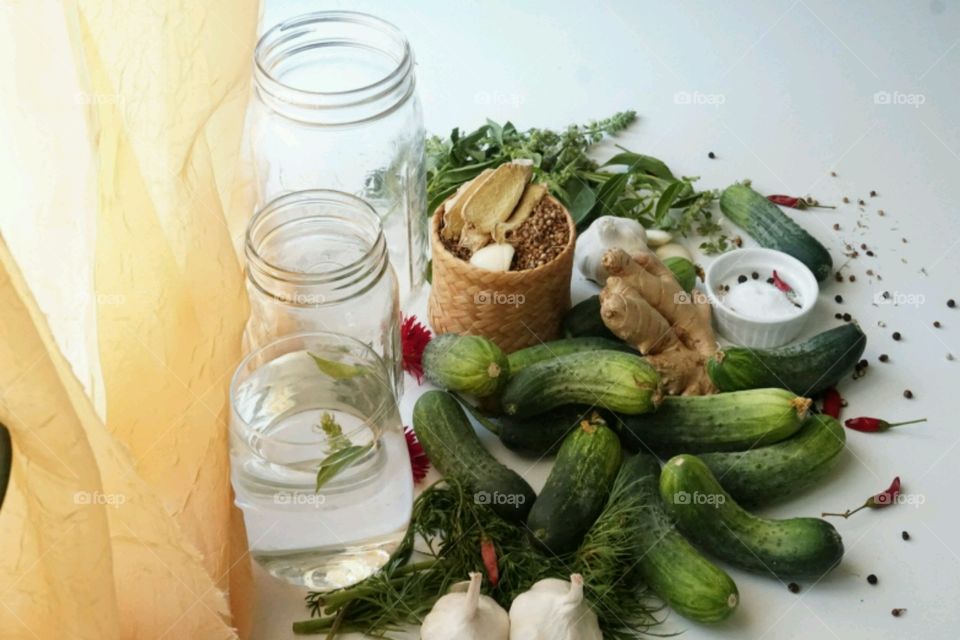 Homemade ingredients for pickle