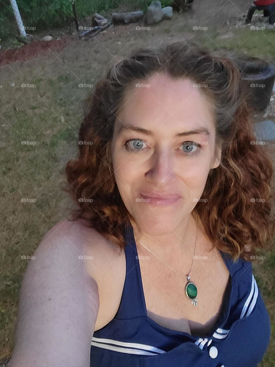 Backyard selfie in a sailor dress before my 51st bday party 🥳