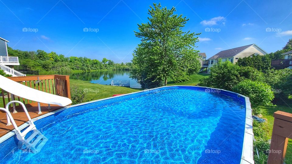 cool pool water and a lake