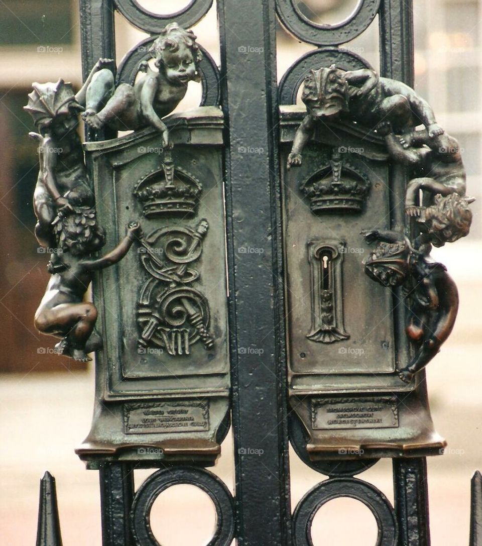 Main gate lock for Buckingham Palace London England
