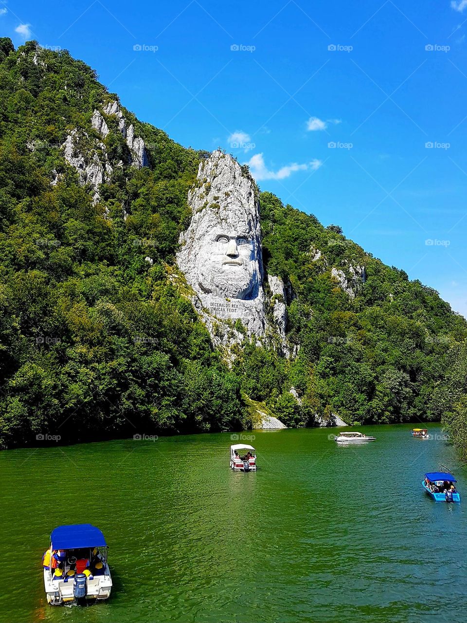 Decebal's face carved in the rock