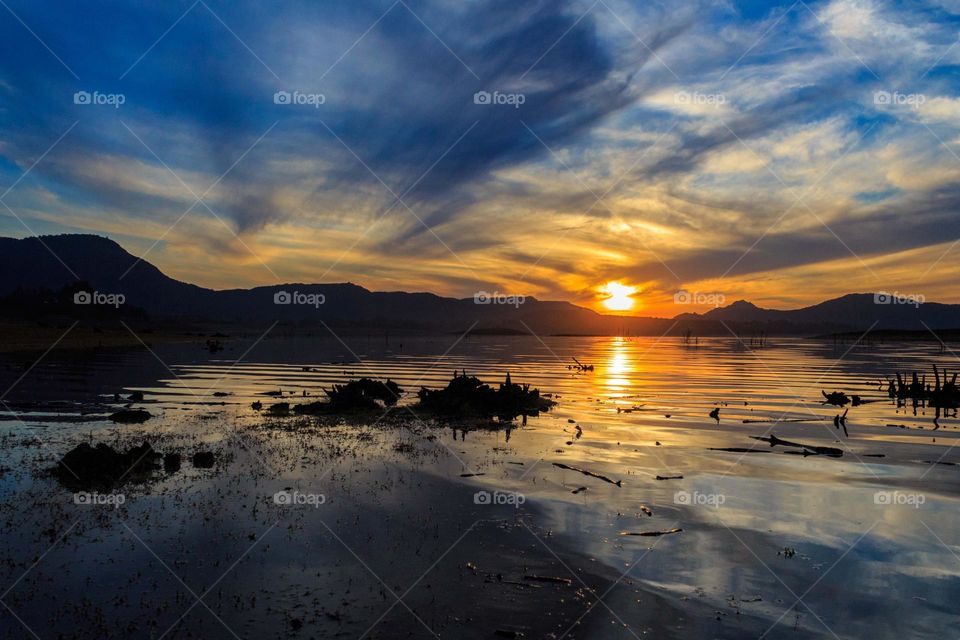 sunset mountain view