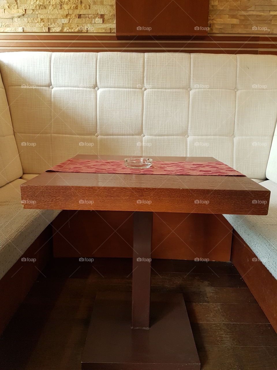 wooden table in a restaurant