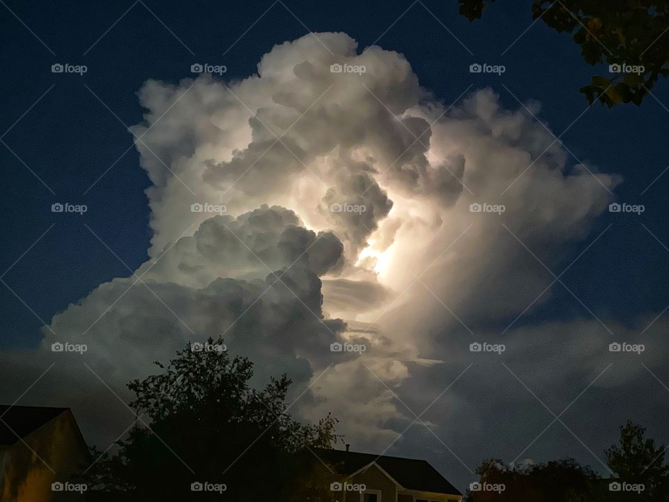 Heat lightning on a warm summer night 