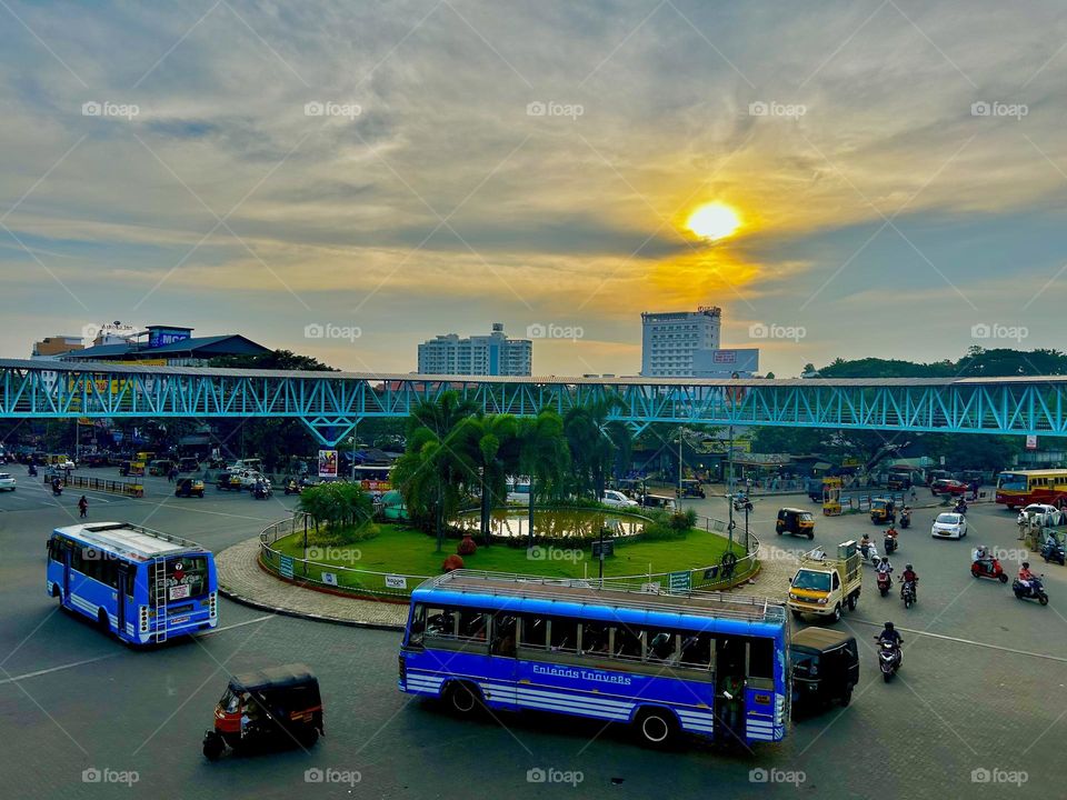 Road side - Transport - Traffic - Sun set sky