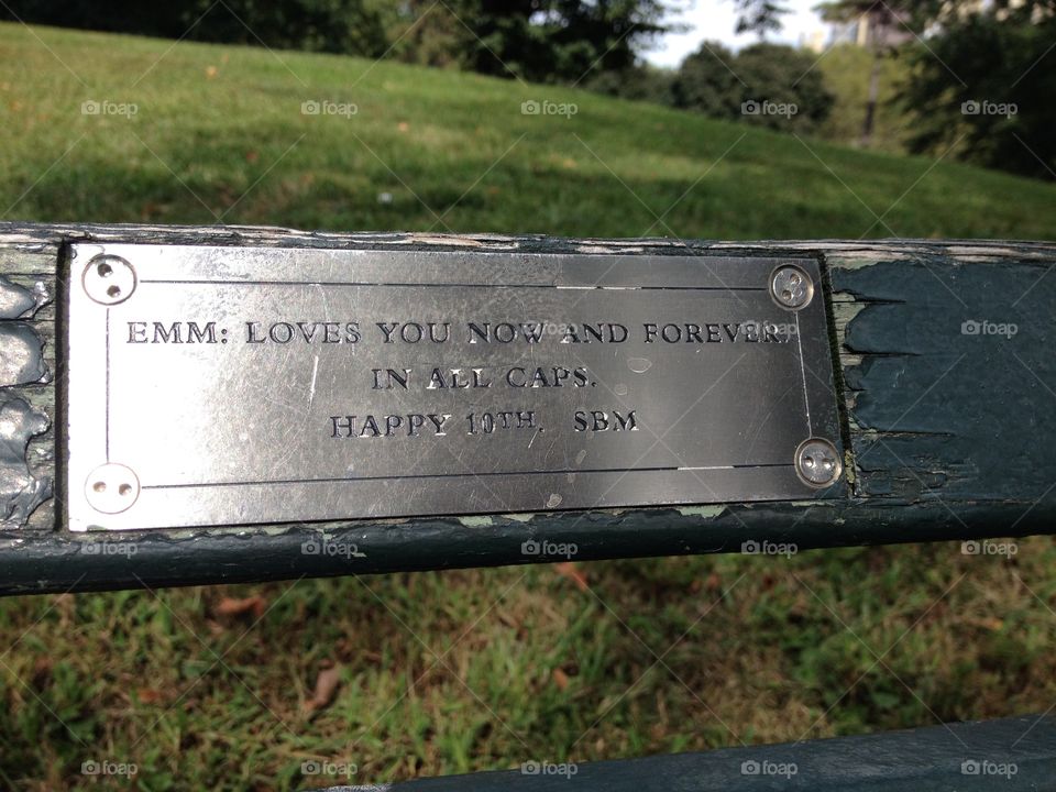 Bench endearments in Central Park, NYC