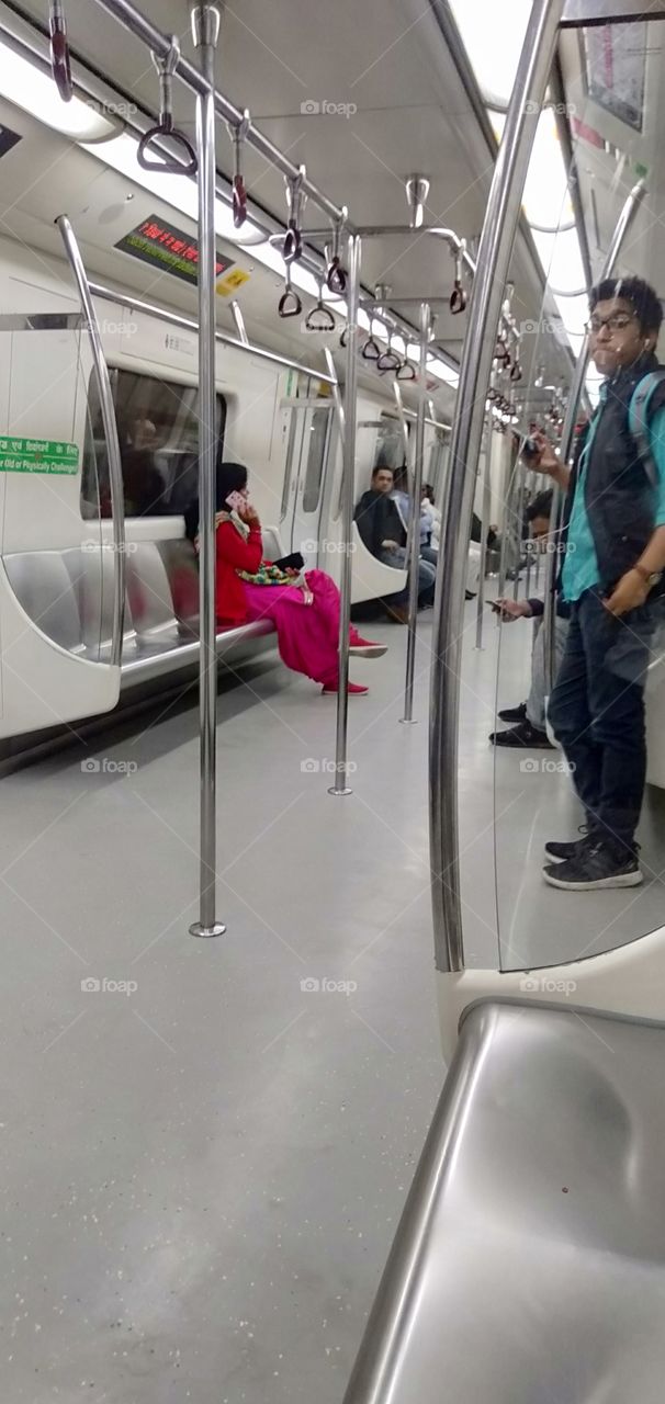 metro train in Delhi.
I am inside this train