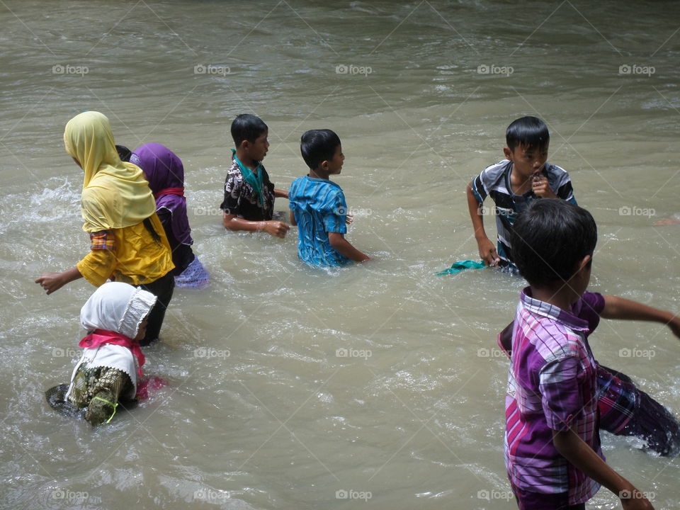 Child, Water, Flood, People, Monsoon