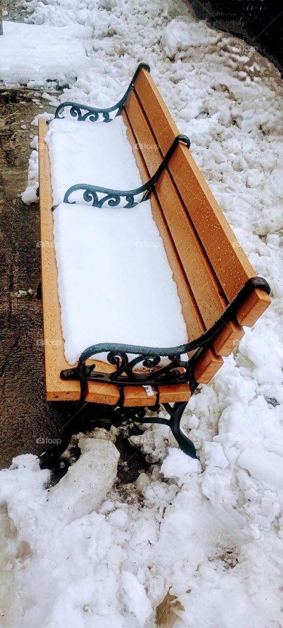 Snowy Park Bench