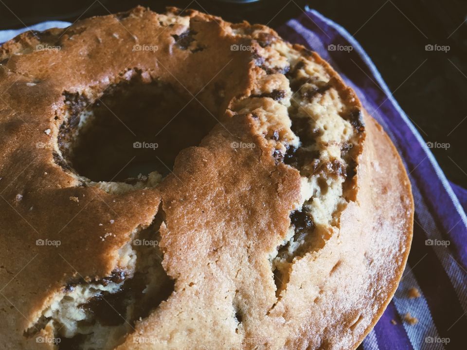 Homemade chocolate chip cake