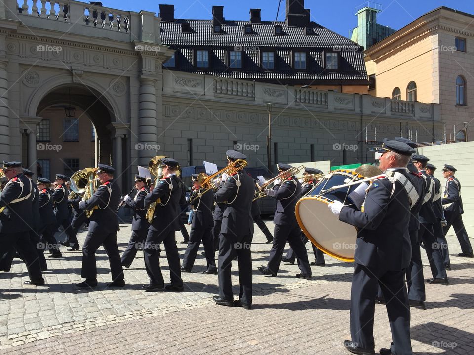 Change of guards. Band parade at Royal Castle Stockholm