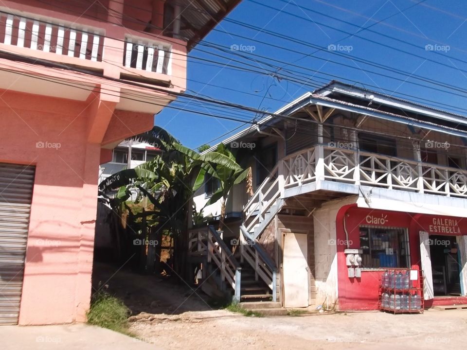 Photo from moving car traveling in Roatan, Honduras