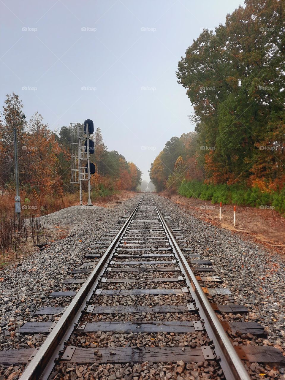 cloudy day railroad tracks