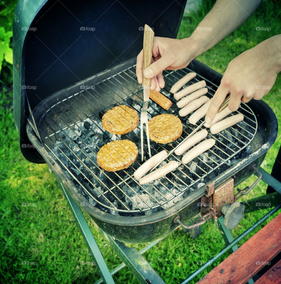 Barbecue. Barbecue in garden 