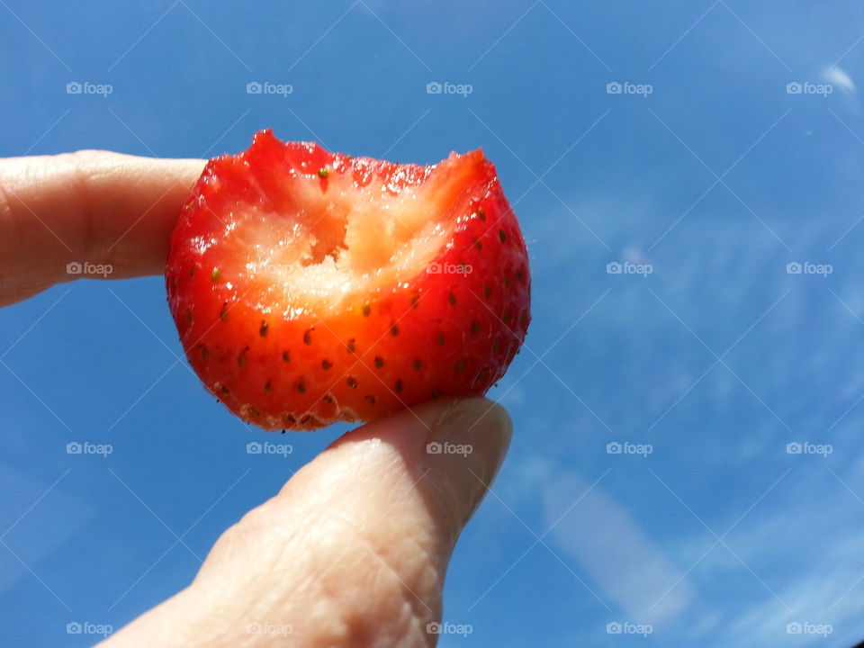 strawberry. bite