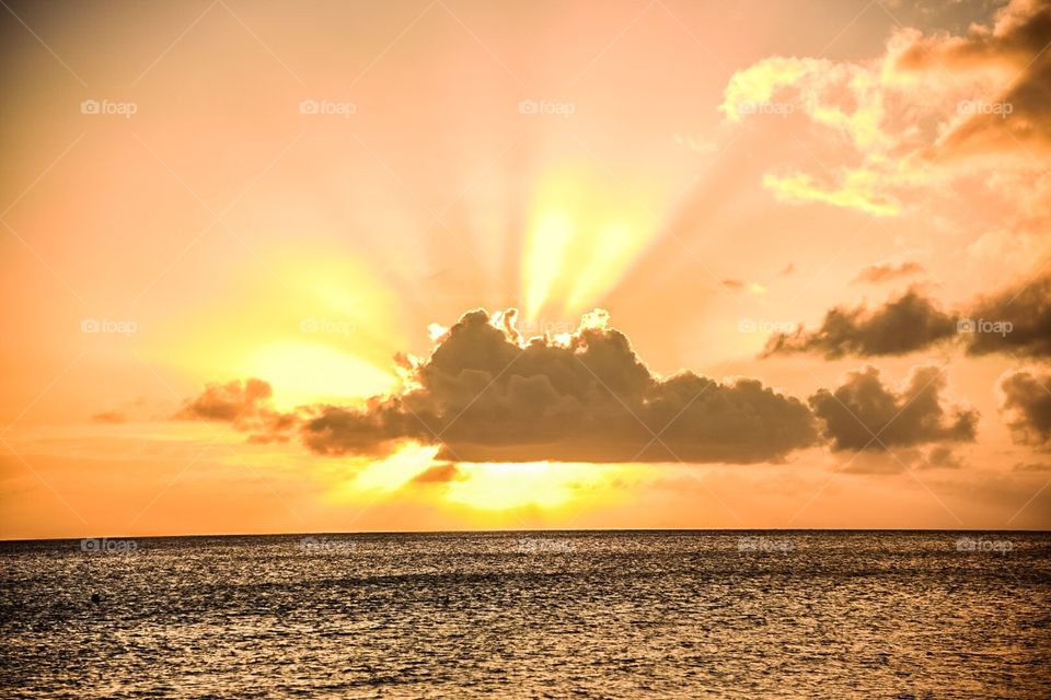 Sunset through clouds 