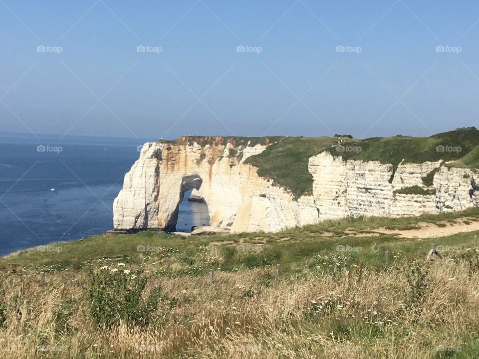 Summertime seascape with white cliffs