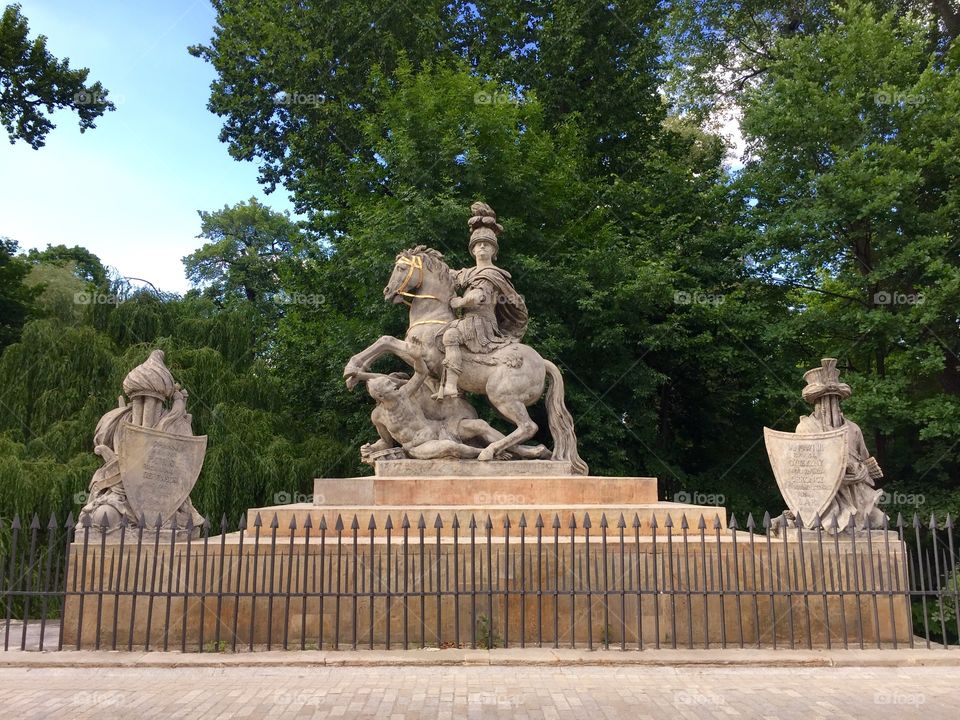 Monument of Jan III Sobieski in Lazienki Krolewski in Warsaw