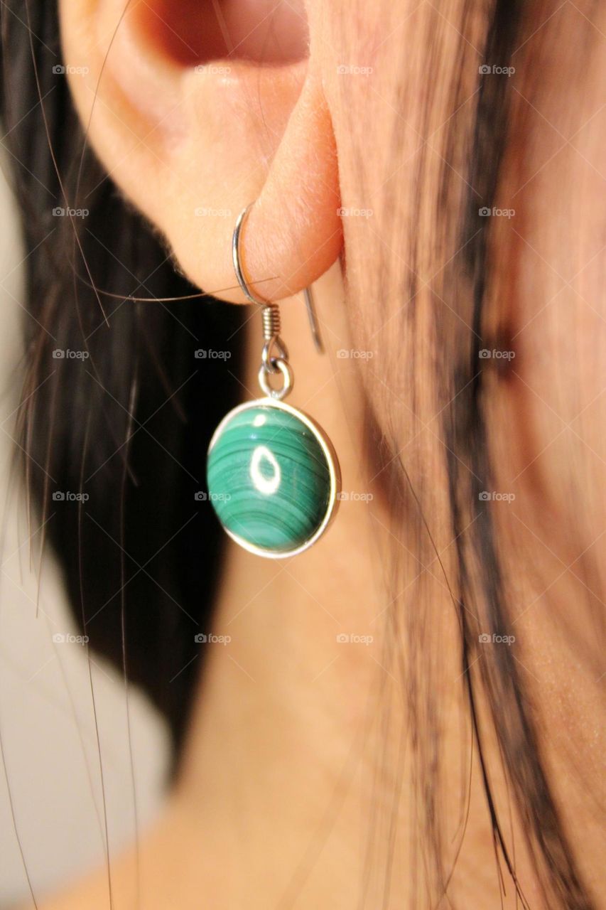 green marble stone earings