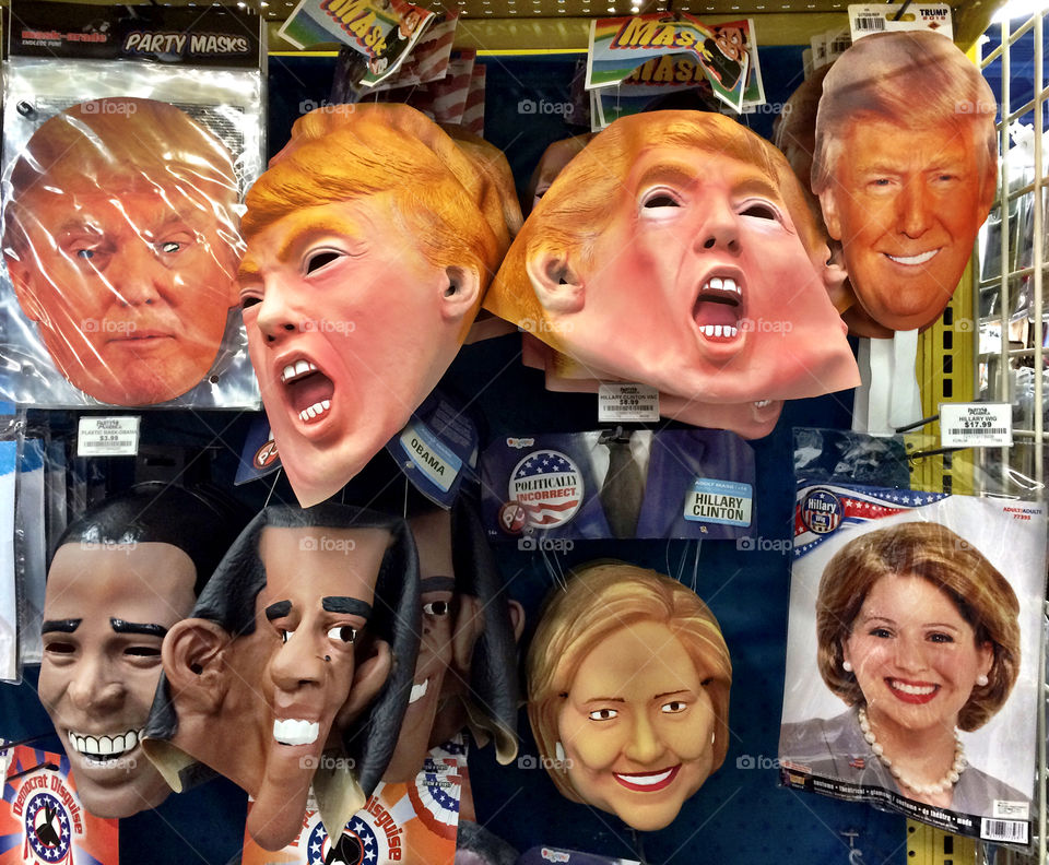 Halloween masks of US presidents before the elections. 