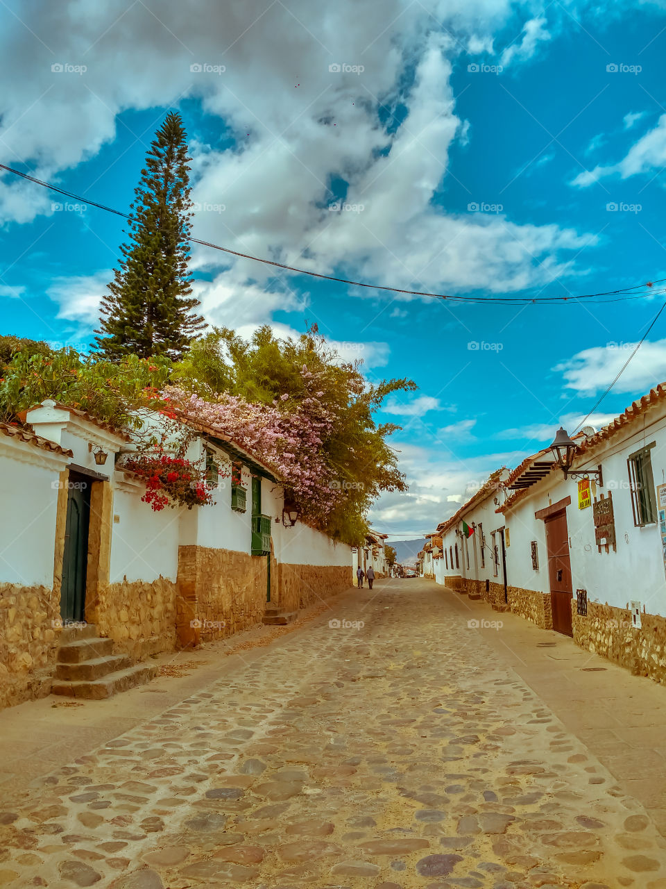 Quiet street of Villa de Leyva Boyacá, Colombia