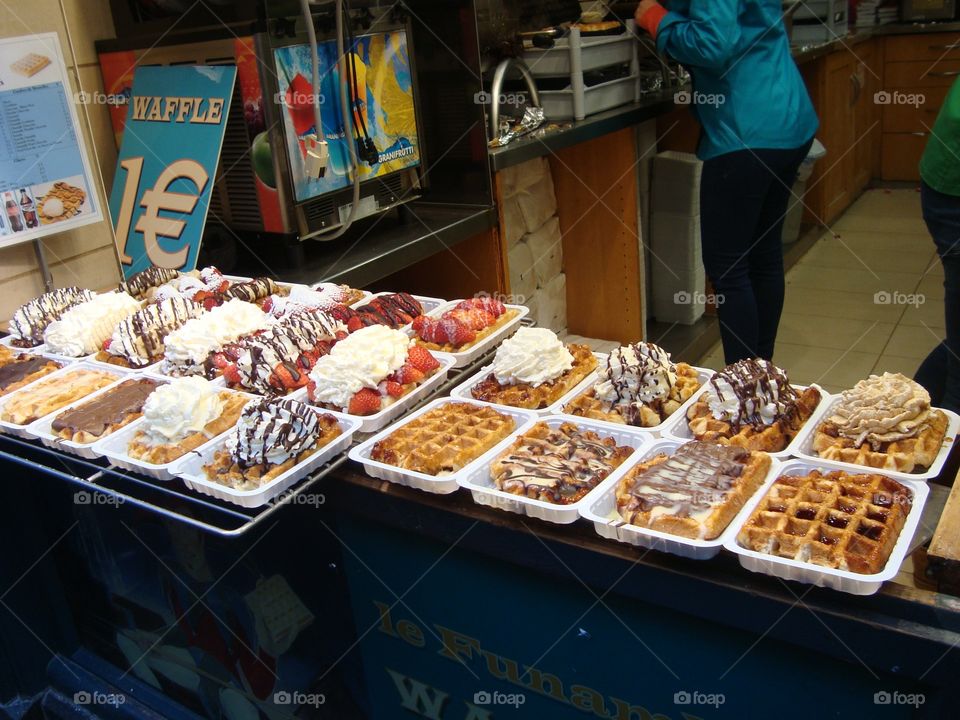 Belgian Waffles. Assortment of Belgian Waffles