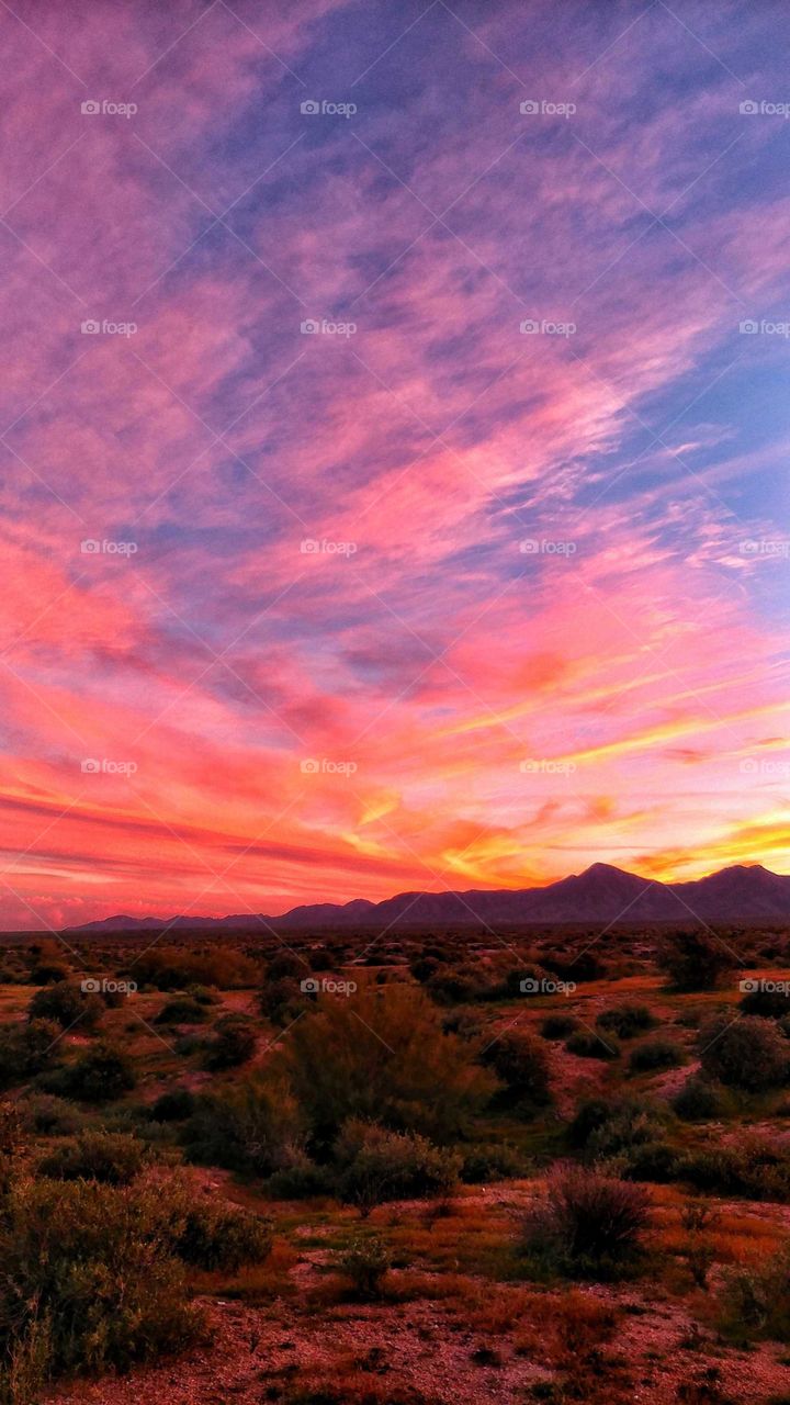 The desert sky put on quite a show at sunset in Arizona.