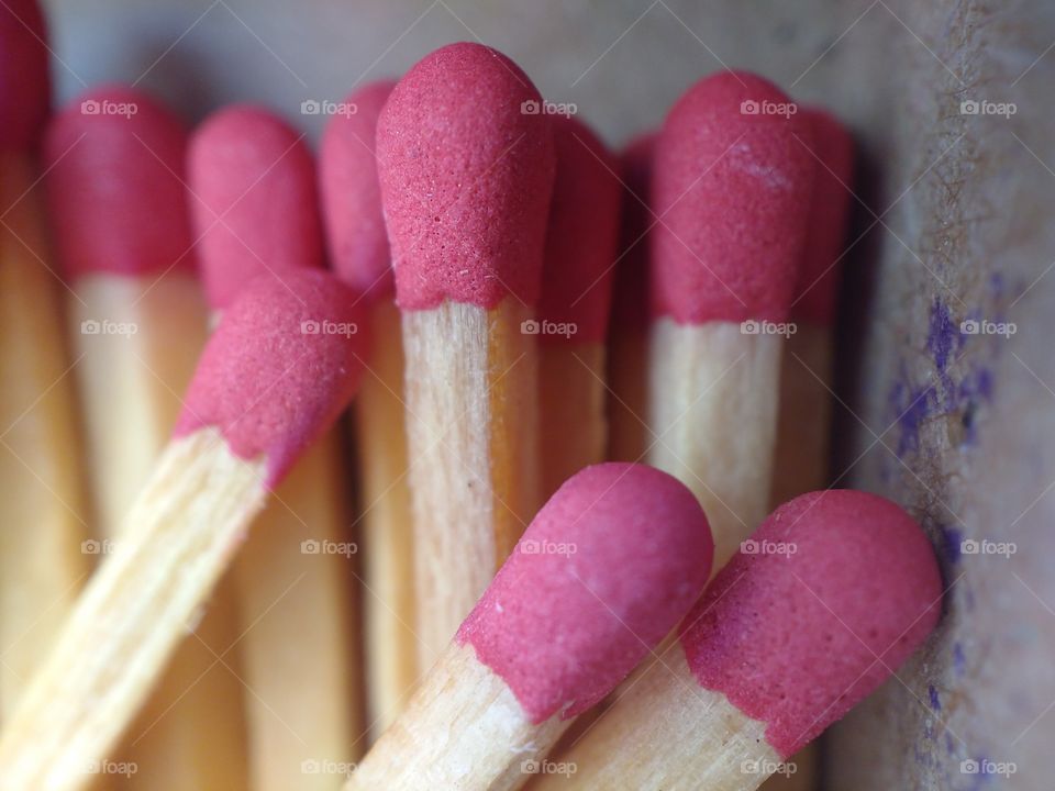 Close-up of pink matchsticks