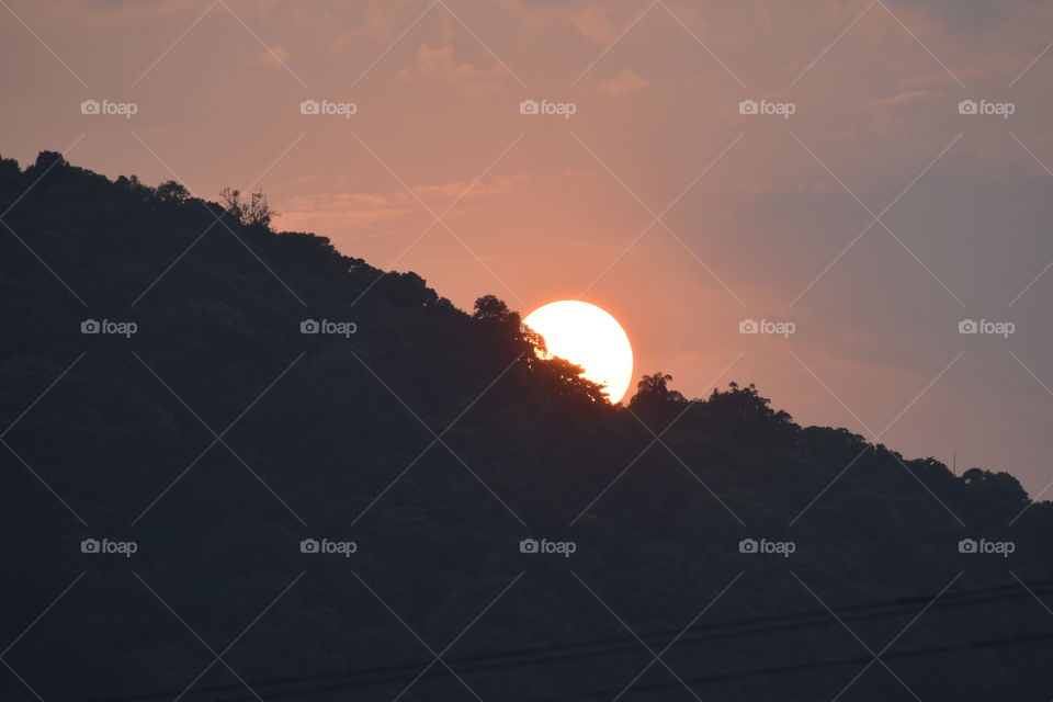 Sunset under Mountain