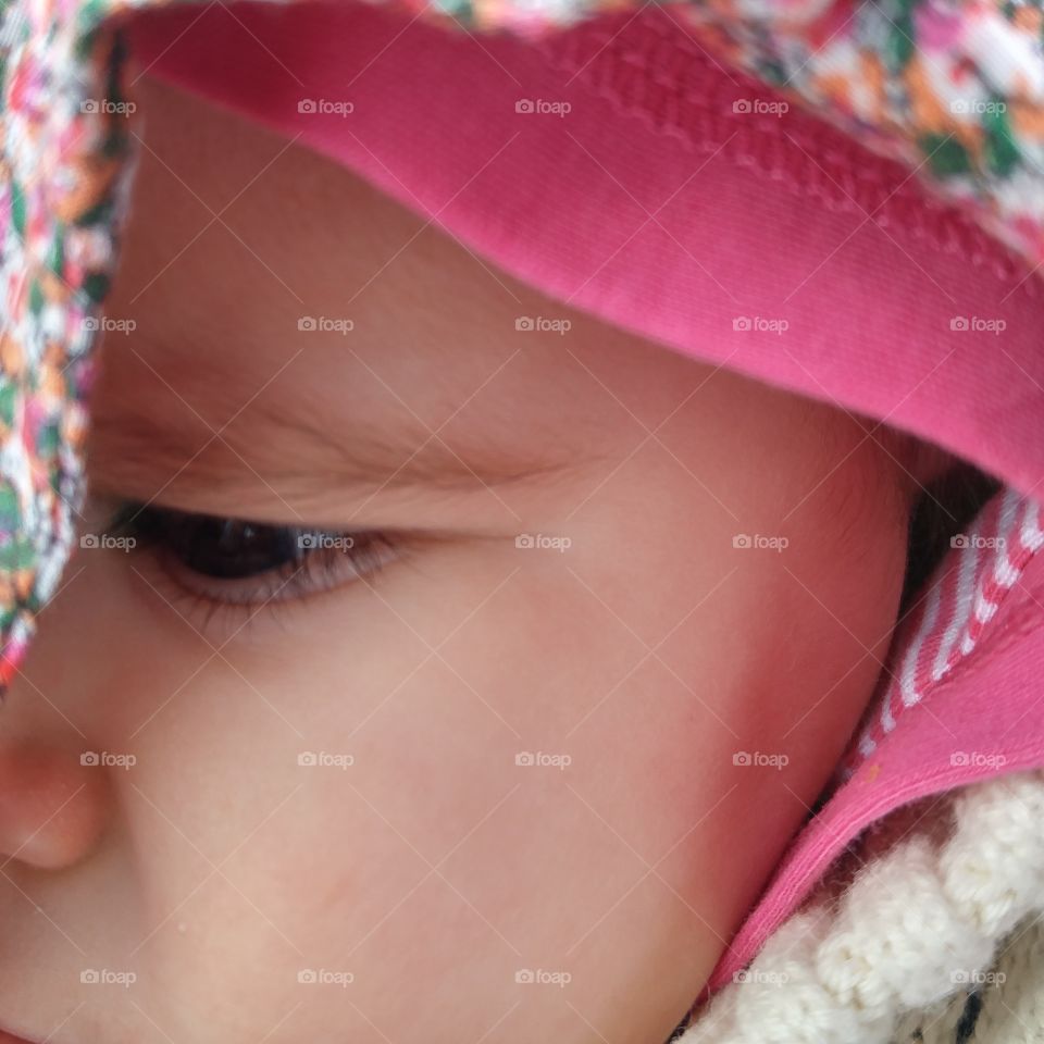 close up of baby girls face