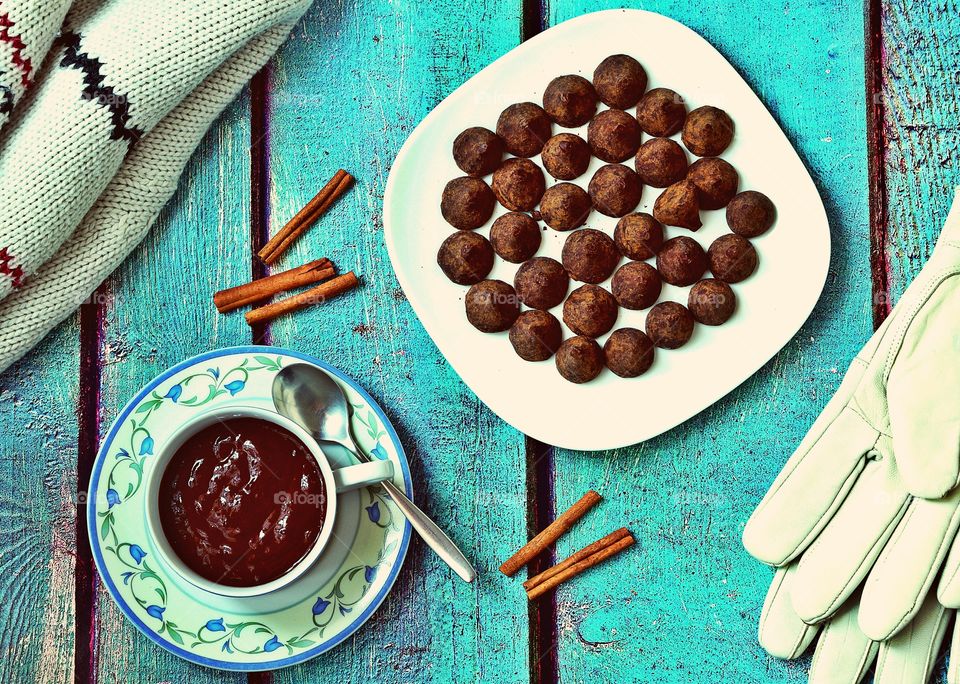 Hot chocolate and truffles