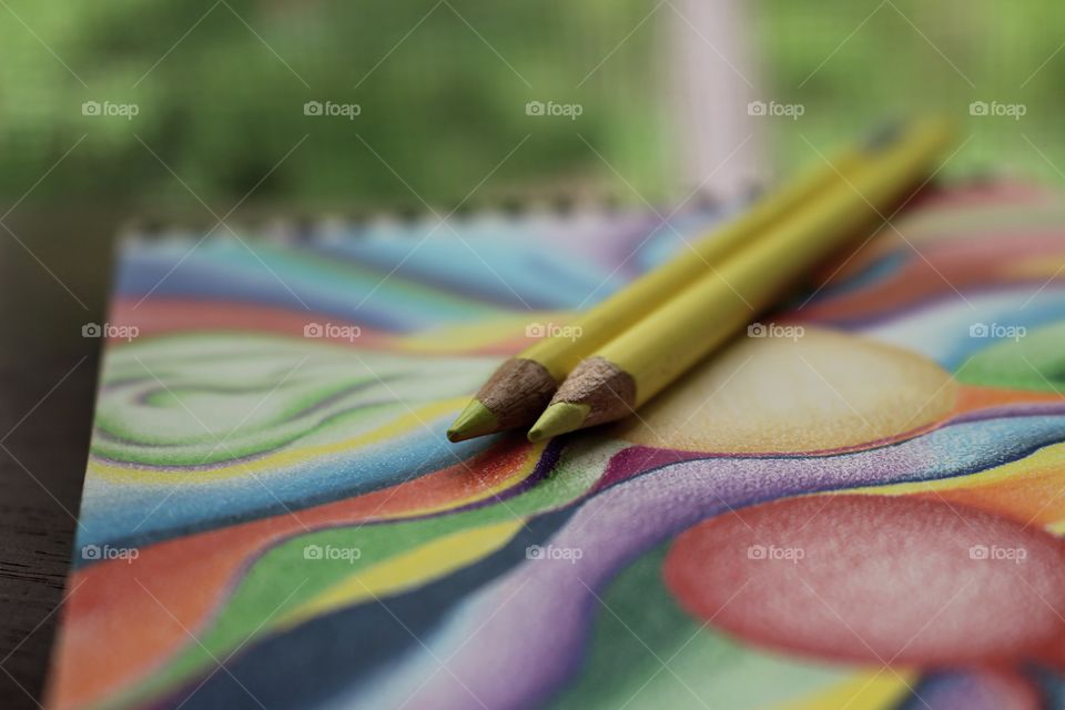 Colored pencil on book