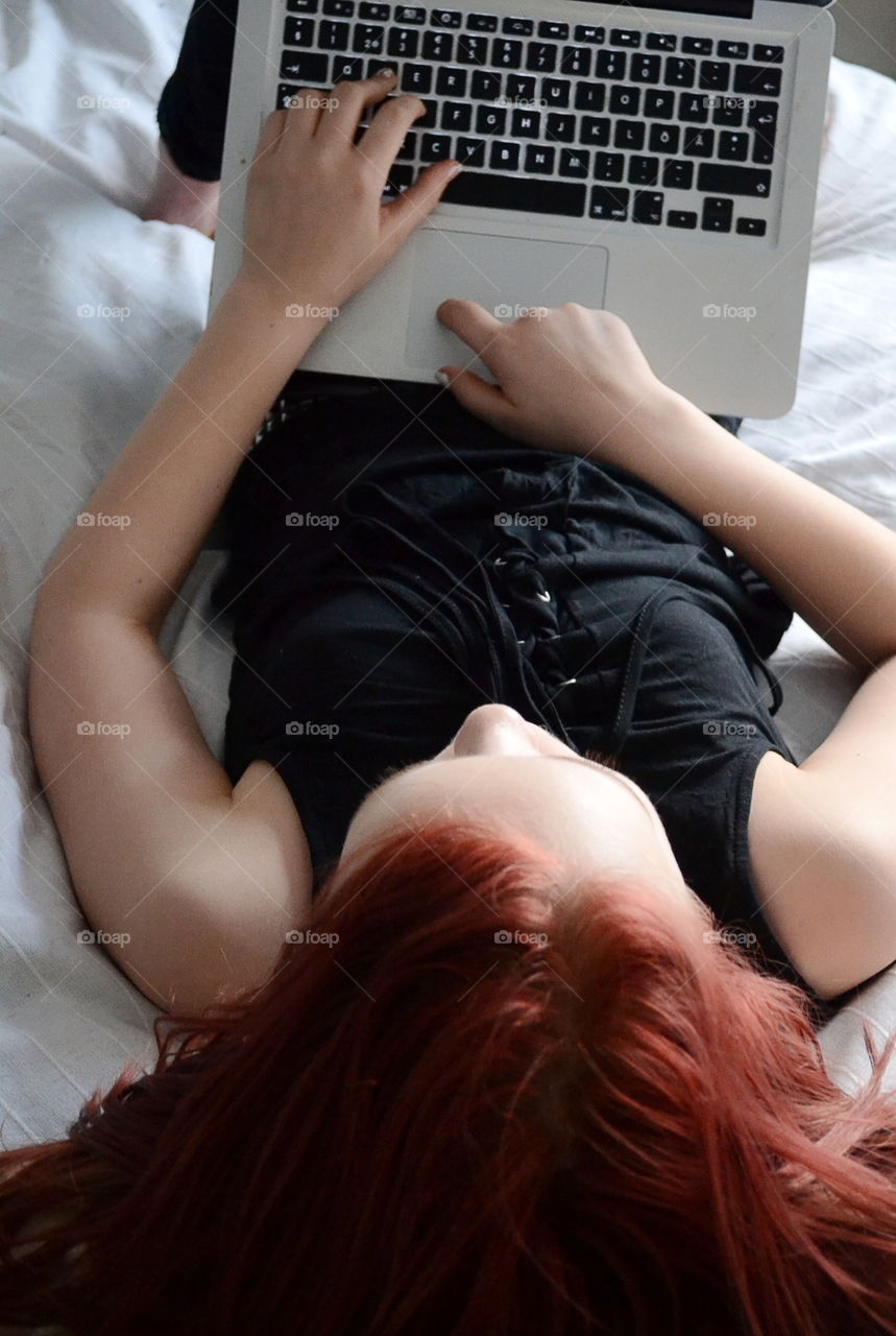Girl using her laptop