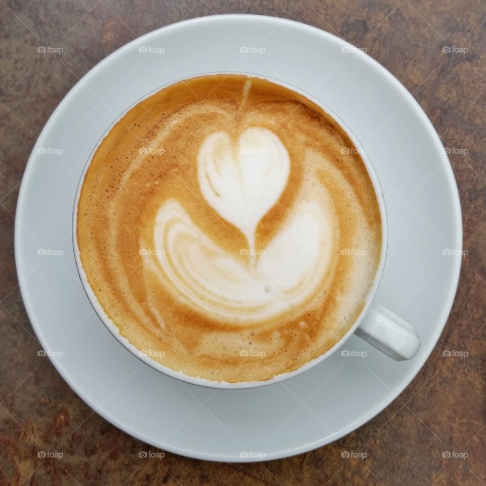 High angle view of morning coffee