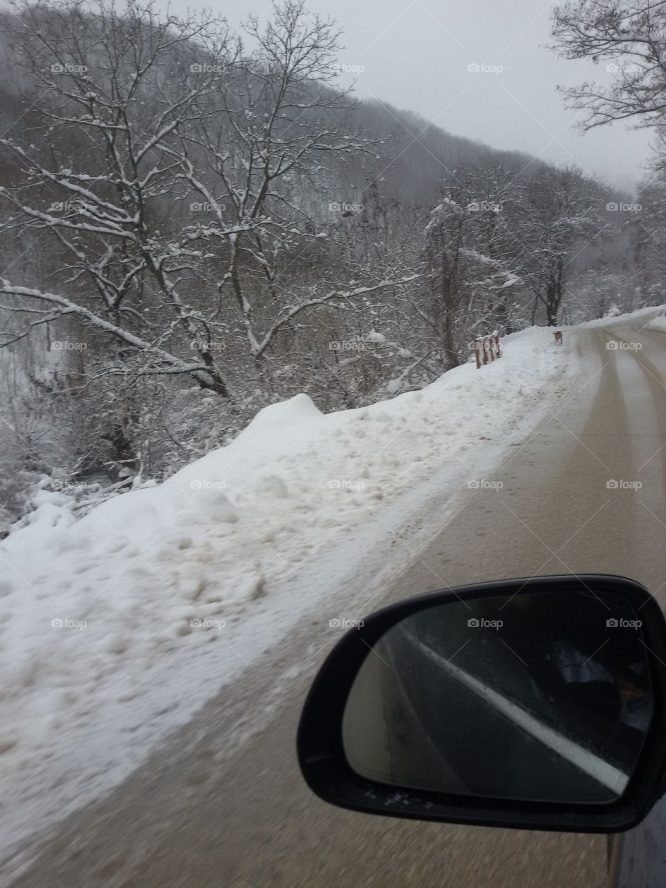 Winter road covered with snow