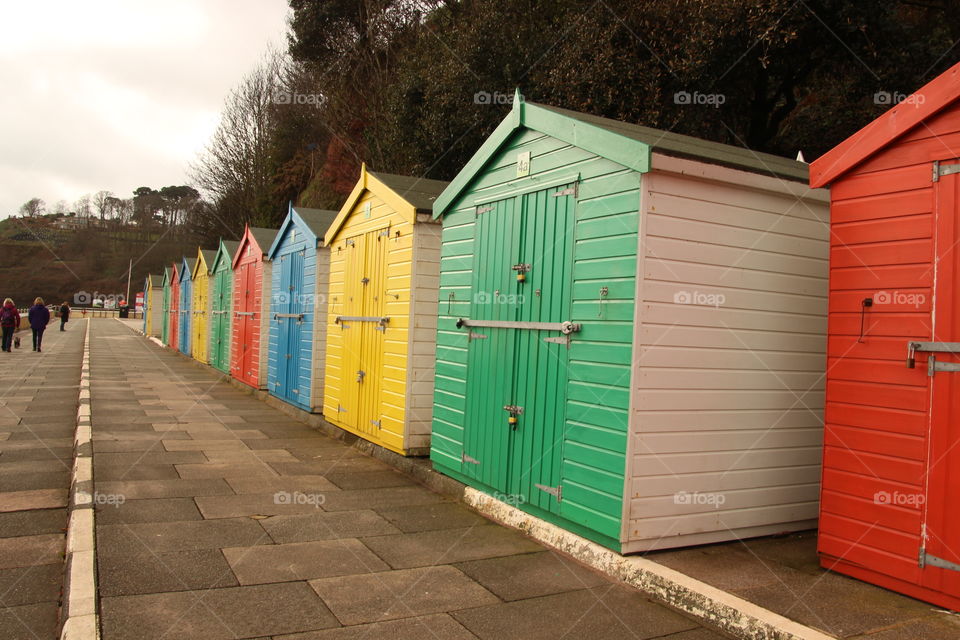 Beach huts on the seafront
