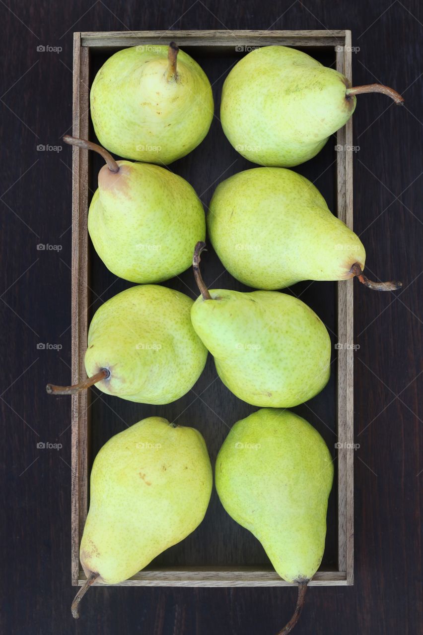 High angle view of pears