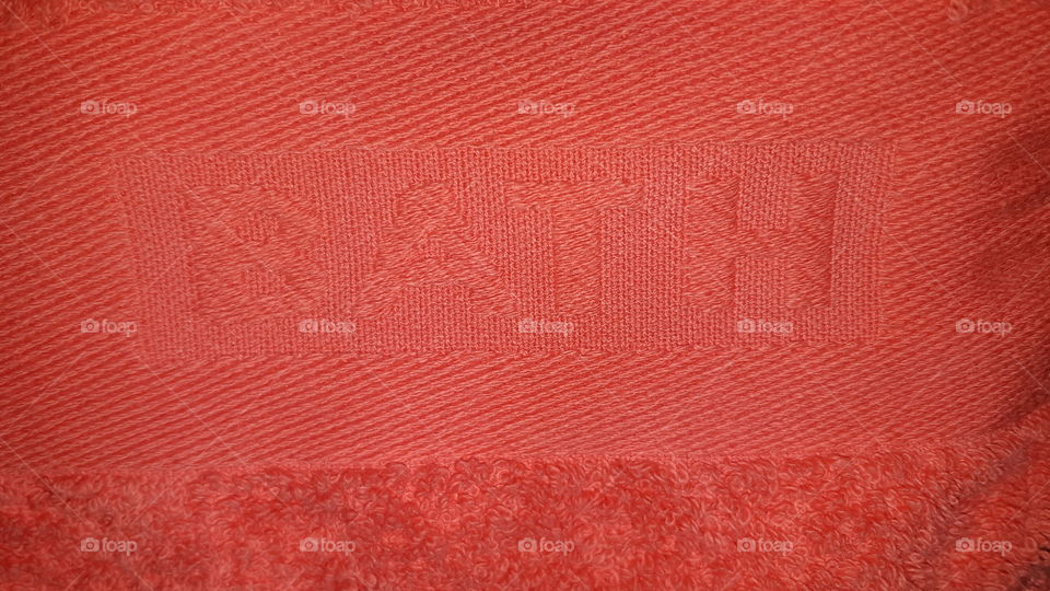 Bath text texture fluffy red color textil