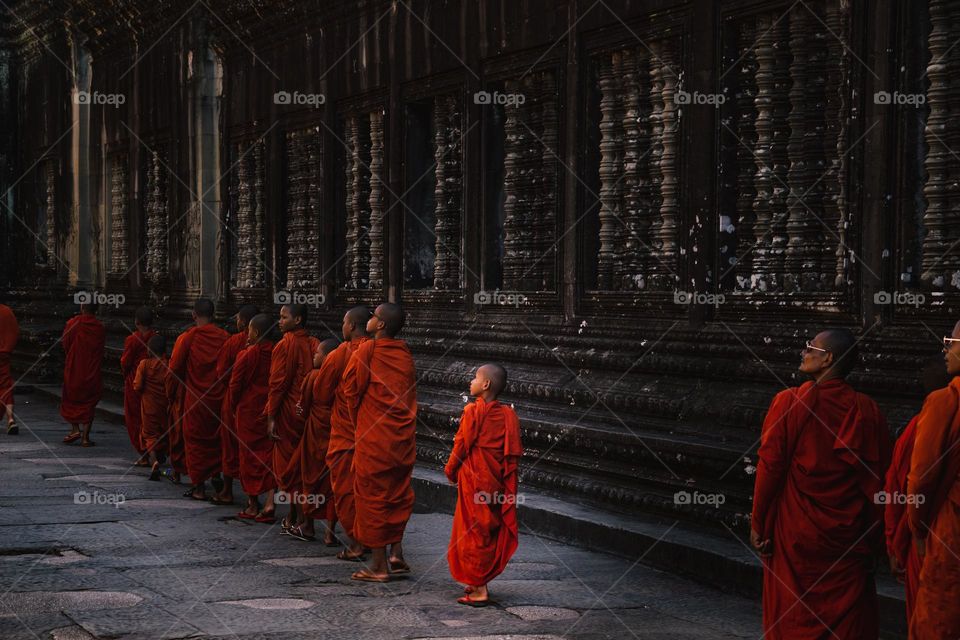 Monks in Angkor Wat - the 8th wonder of the world. 