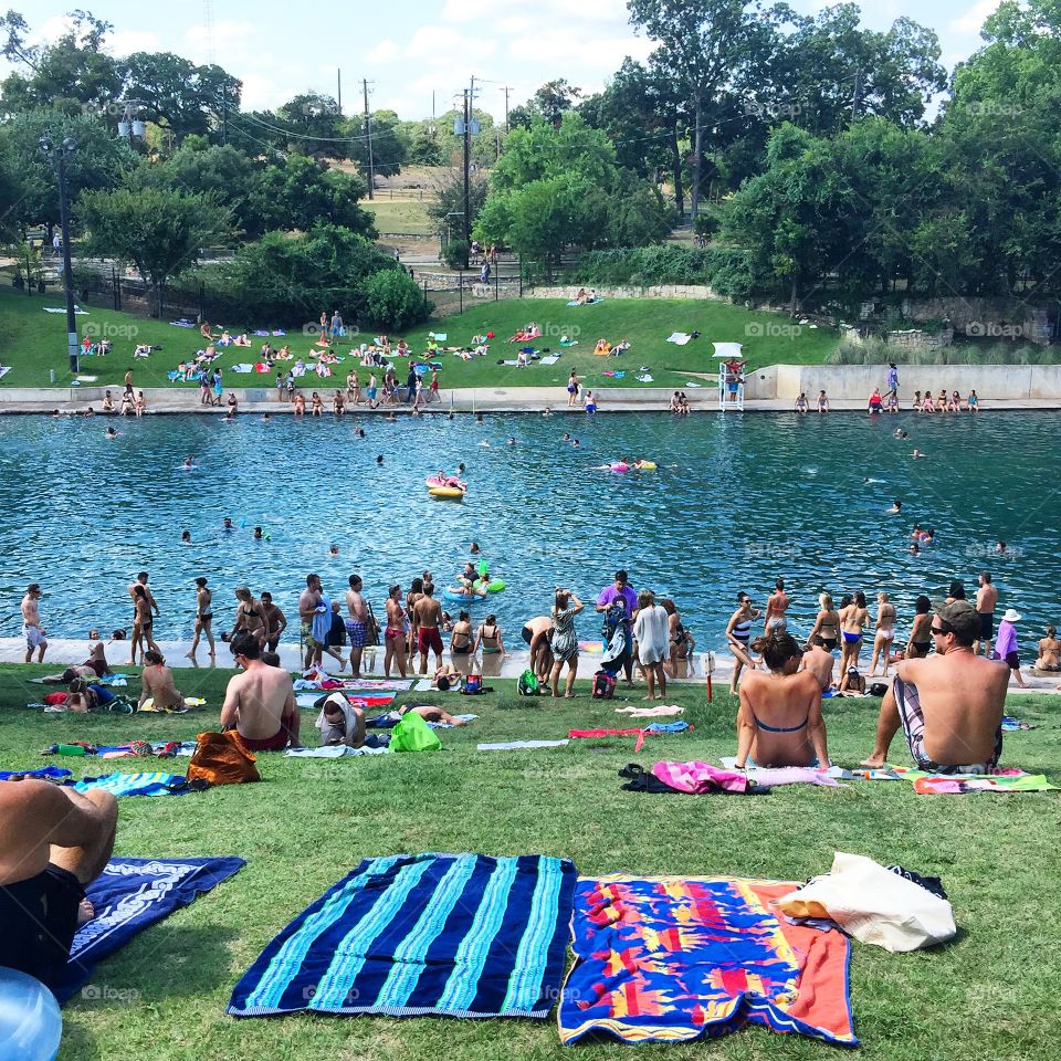 Summertime in Austin: swimming at Barton Springs