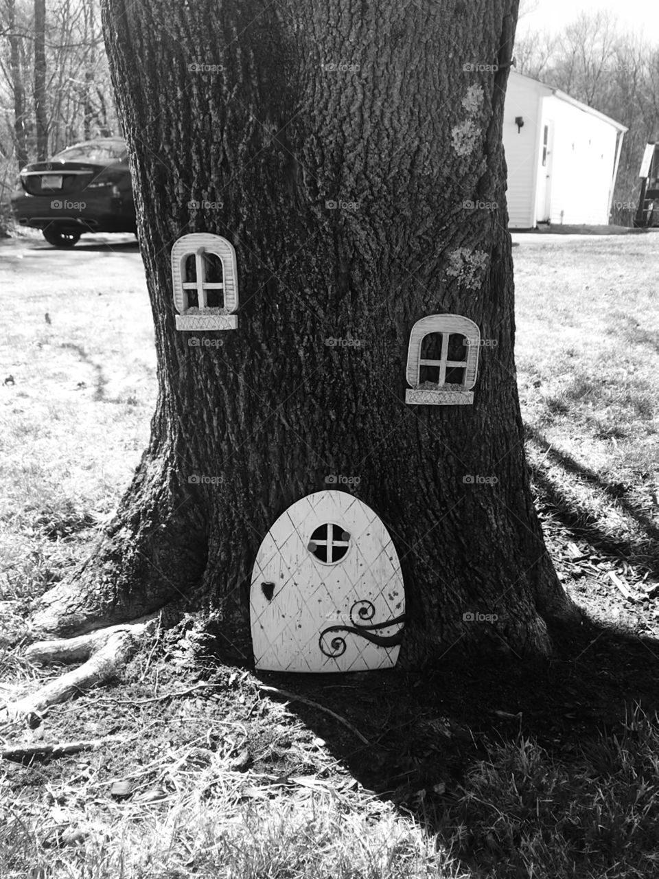Black and white gnome house