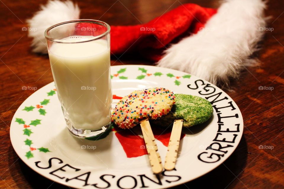 Milk and cookies set out for Santa