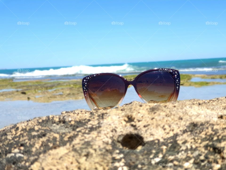 Beach#rocks#sea#glass#waves#sky