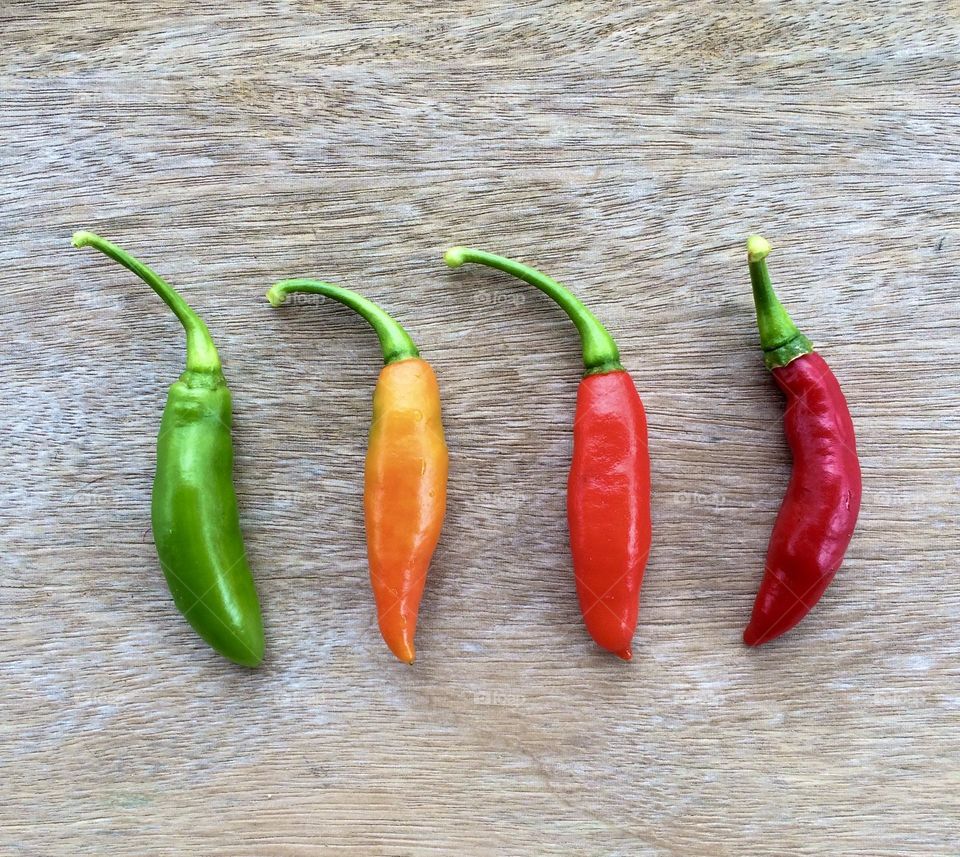 Green and red peppers