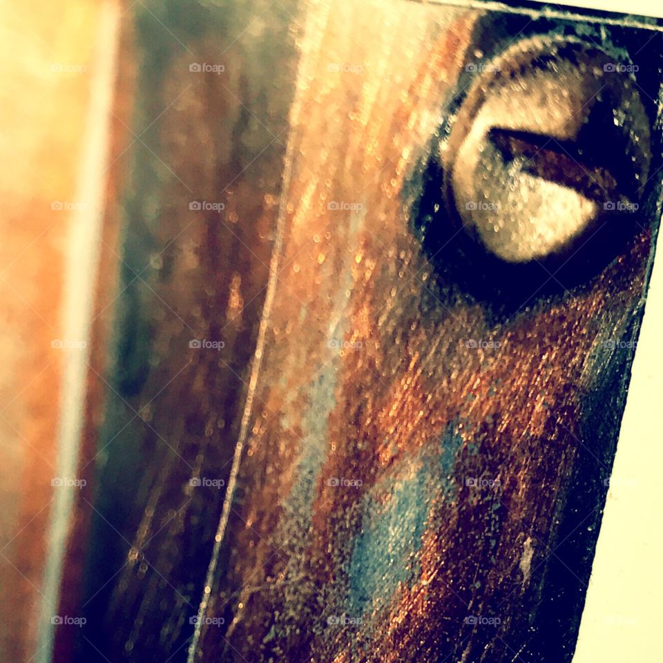 Close-up rusty door latch