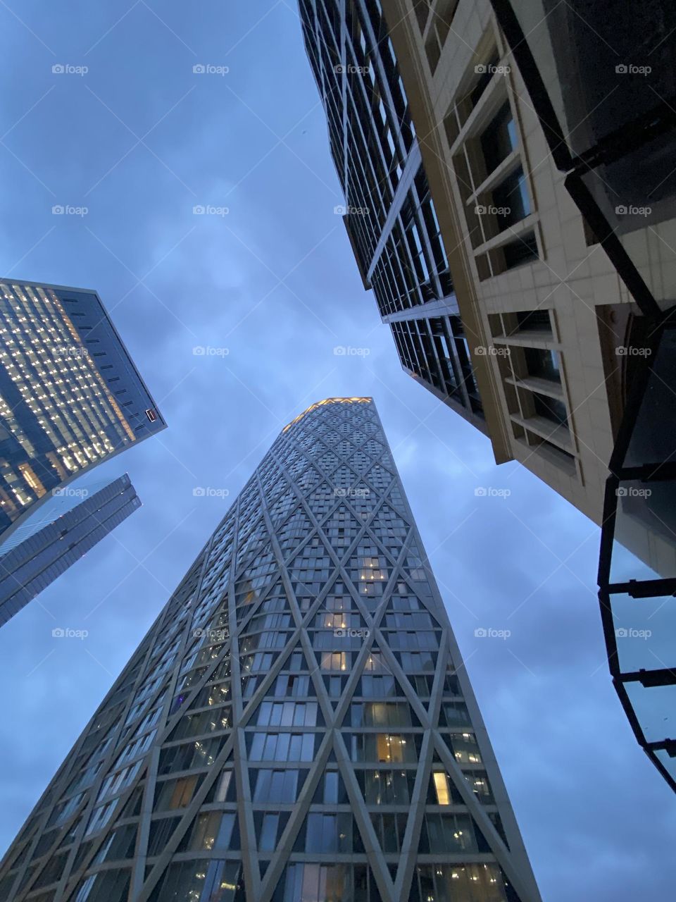 Twinkling windows of skyscrapers in London