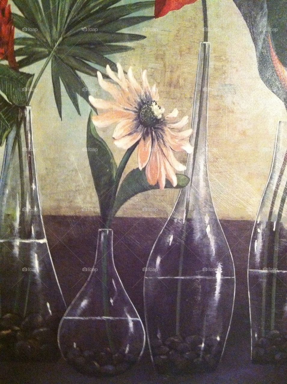 Single vase and flower oil painting 