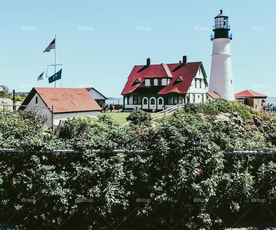Portland Head Lighthouse, Portland, Maine on a sunny summer day. 